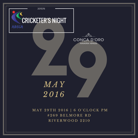 Cricketers Night 2016 in Sydney